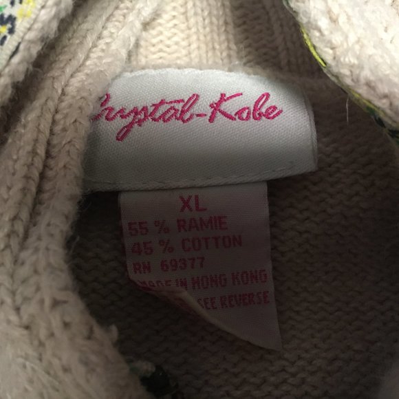 Vintage Crystal Kobe Zip Sweater Knit Cardigan - Size: XLarge - Picture 4 of 6